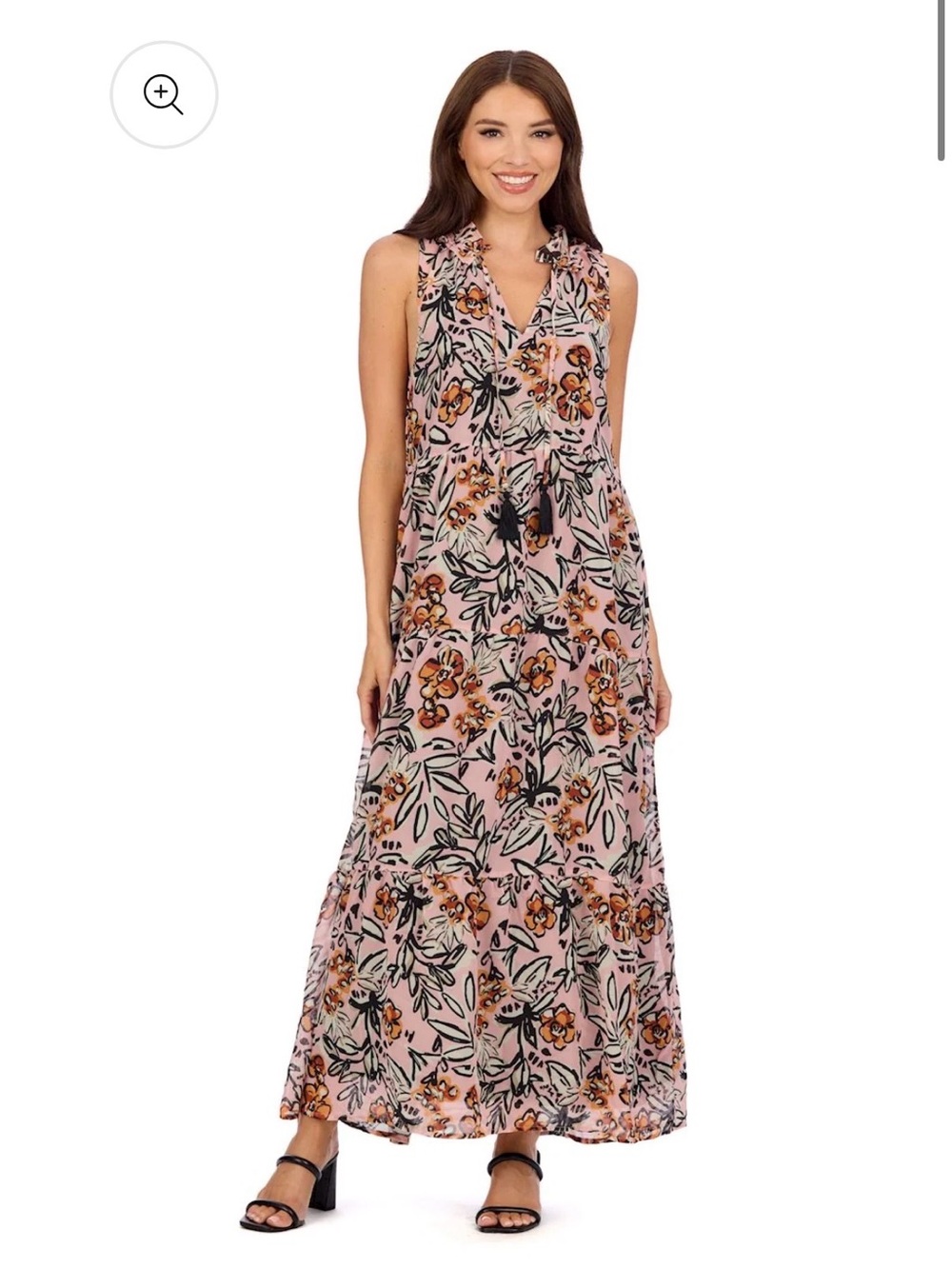 Mud Pie Pink Floral Tie-Front Maxi Dress